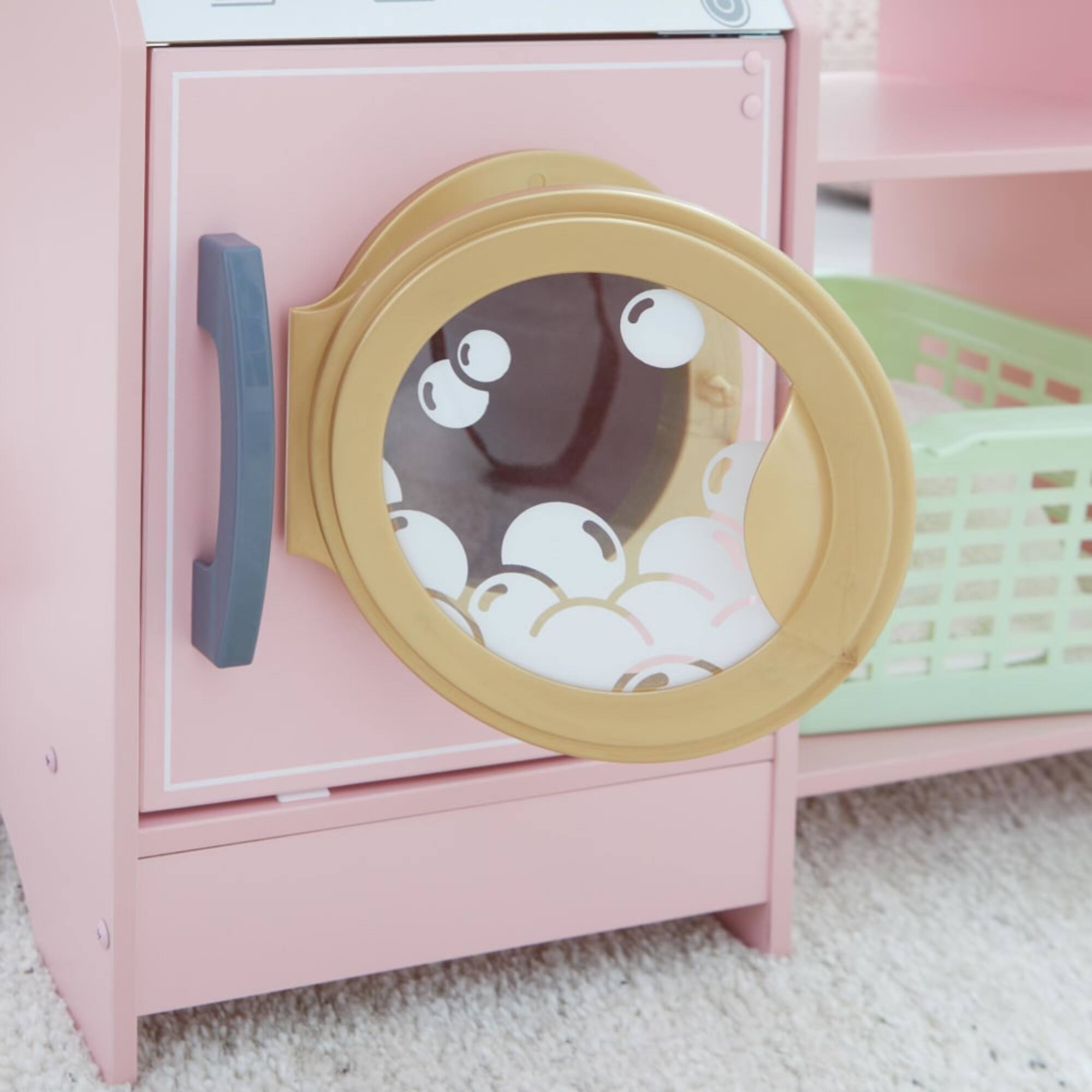 KidKraft Wooden Laundry Play Set with Stacking Washer & Dryer Toy & 4 Accessories